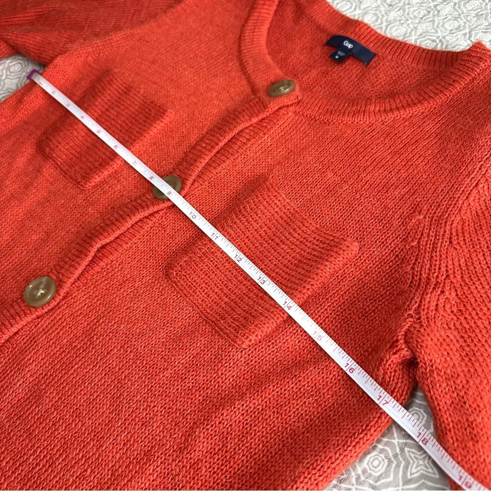 GAP Soft Alpaca Wool Blend Orange Button Up Cardigan Sweater Pockets Size M
